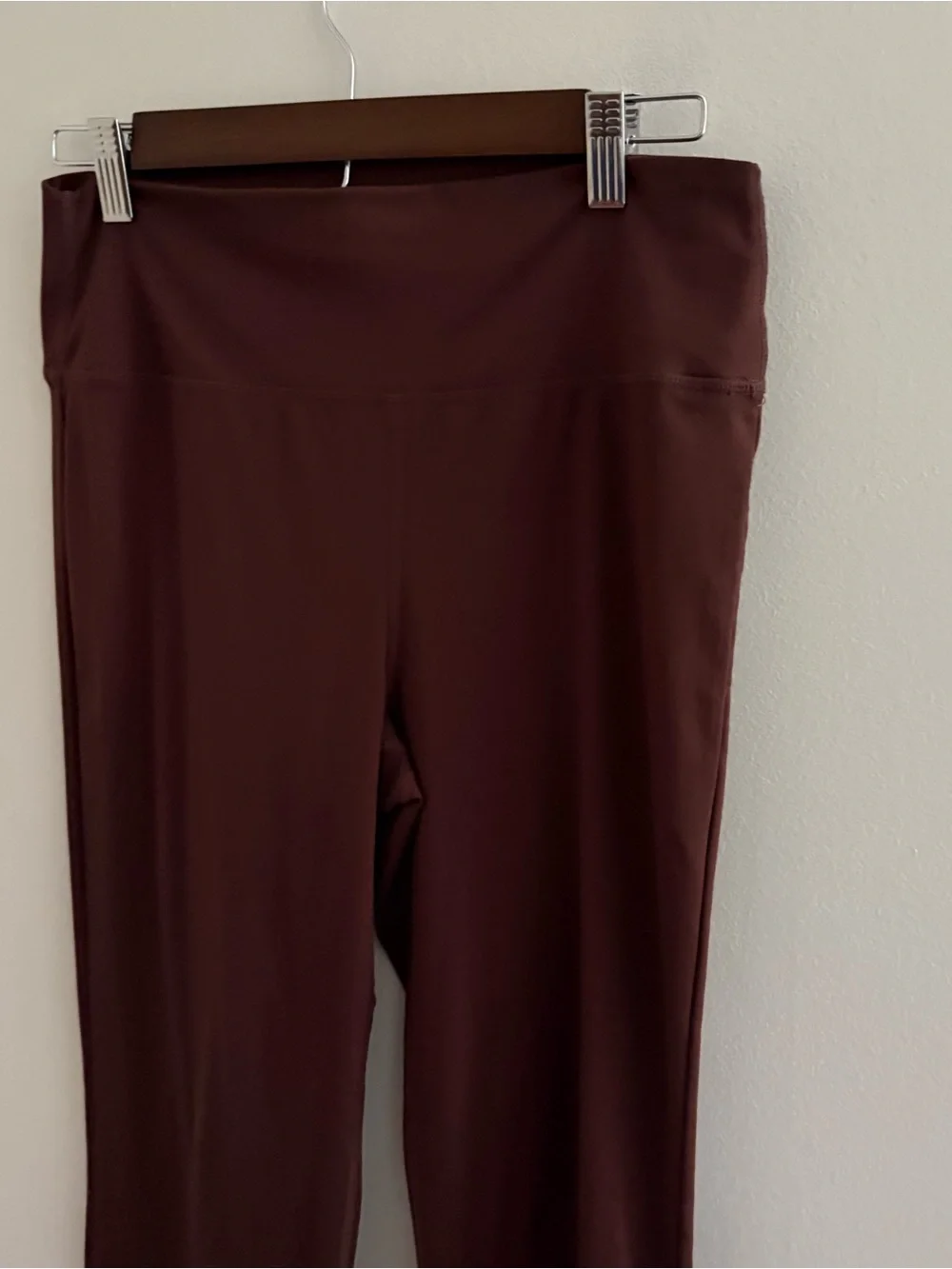 Wilo The Label Large Stretch Flare Leg Leggings Brown Casual Pull On Pants N7